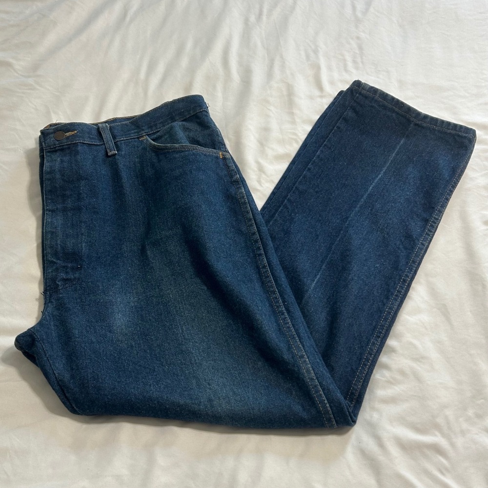 Vintage Rustler 87621 Mens Dark Wash Regular Fit Straight Leg Jeans 42x32 USA